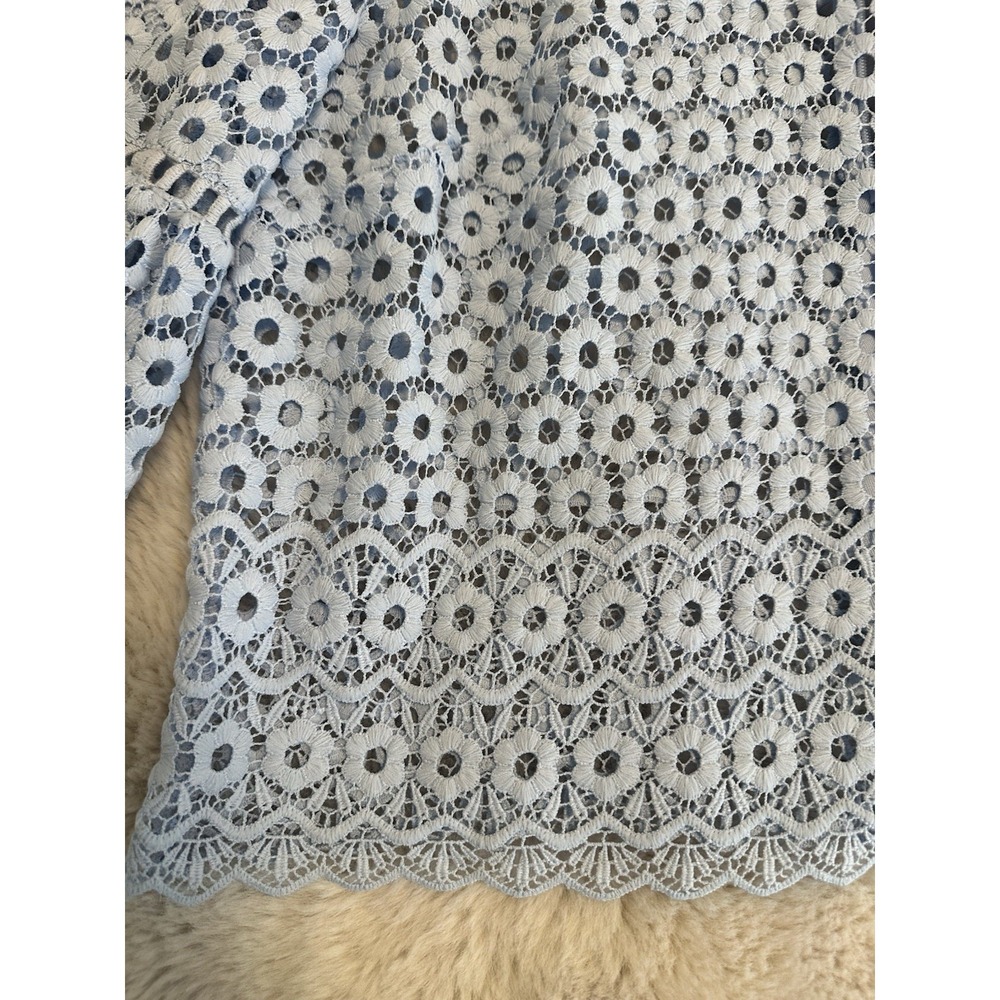 J Crew Daisy‎ Lace Bell Sleeve Top Sz 10  Blue - Picture 5 of 16